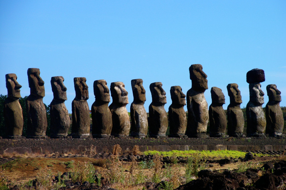 Giant moai statues on ahu platform on Easter Island. This image is from Beneath Easter Island .  [Photo of the day - 5 FEBRUARI 2012]