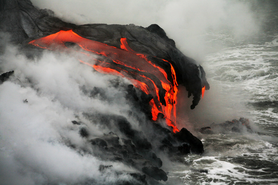 Lava from the eruption of Kilauea drips into the sea near Kalapana, Hawaii. This image is from Most... [Photo of the day - 13 FEBRUARY 2012]